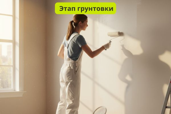 Грунтовка стены перед покраской фото